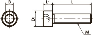 SPV-C树脂螺丝（PVDF/内六角圆柱头螺栓）寸法図