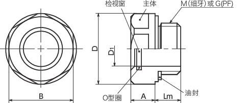 QLGML-B油位窗寸法図