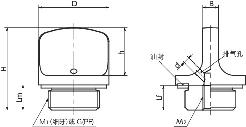 QPKAH-2螺塞 - 带旋钮寸法図