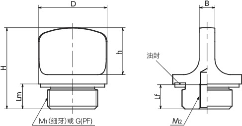 QPKAL-1螺塞 - 带旋钮寸法図