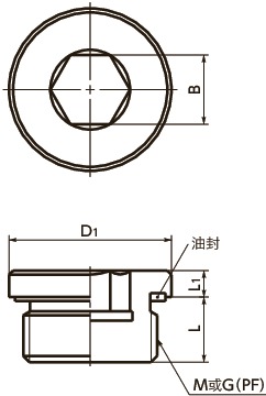 SPN-H-G内六角法兰螺塞寸法図
