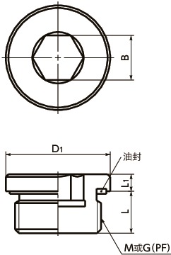 SPN-L-M内六角法兰螺塞寸法図