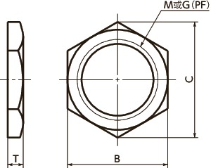 SWN-G薄形管用螺母寸法図