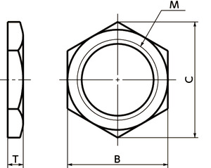 SWN-M薄形管用螺母寸法図