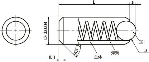 PPSS球头柱塞 - 插入型寸法図