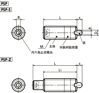 PSP短行程柱塞寸法図