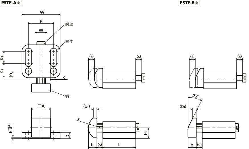 PSTF弹簧挡块寸法図
