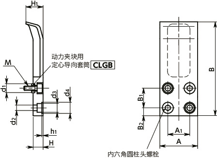 CLCV-TF动力夹块用盖 - PTFE涂层寸法図