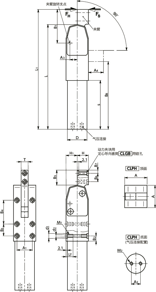 CLPH动力夹块 - 气压夹紧式 - 水平夹紧 