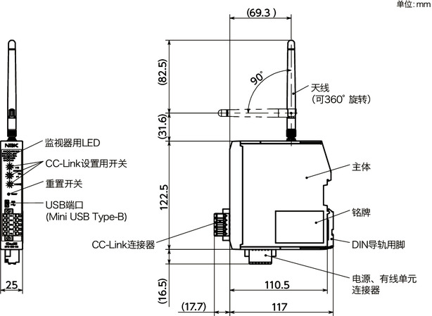 EPC-200-CC收发器 - 支持CC-Link寸法図