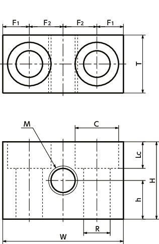 ABV-A顶面安装托架寸法図