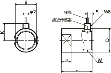 PSH带传感器限位套筒寸法図