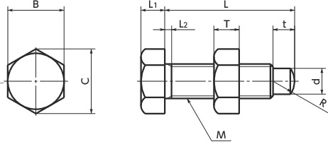 SSB-A止动螺栓 - 前端球面型寸法図