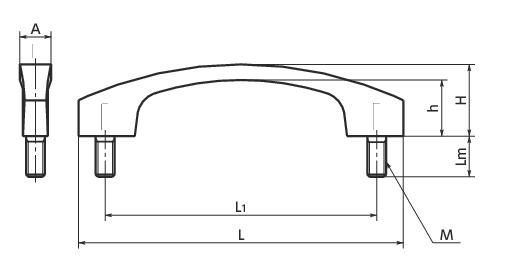 TCY锌合金拉手寸法図