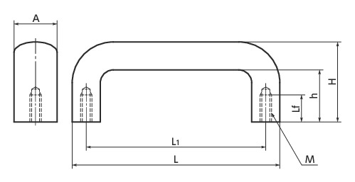UAF铝制拉手寸法図