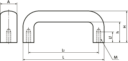 UAFS-HP不锈钢拉手寸法図