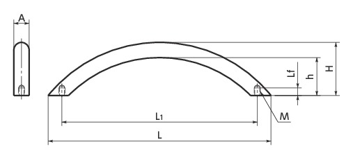 UAH钢拱形拉手寸法図