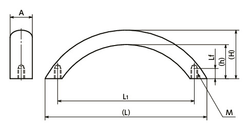 UARFS不锈钢拱形拉手 寸法図