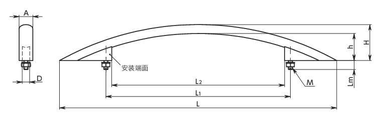 UARH铝合金拱形拉手寸法図