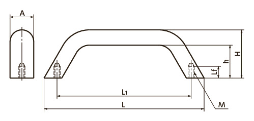 UBF铝制拉手寸法図