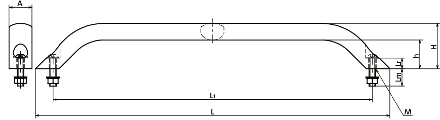 UBLC铝制拉手寸法図