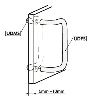 UDMS不锈钢拉手 - 带装配螺柱