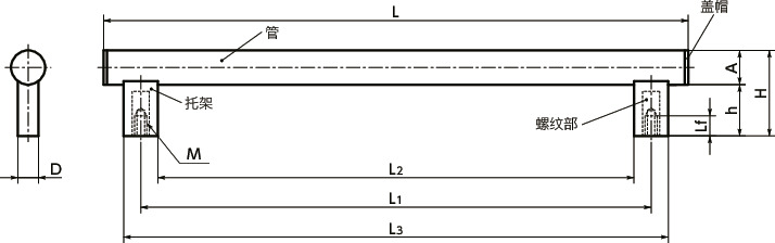 UEFS不锈钢管式拉手寸法図
