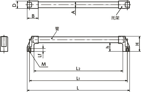 UFAFS不锈钢柜管式拉手寸法図