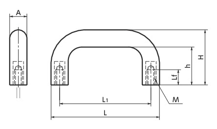 UGF橡胶拉手寸法図