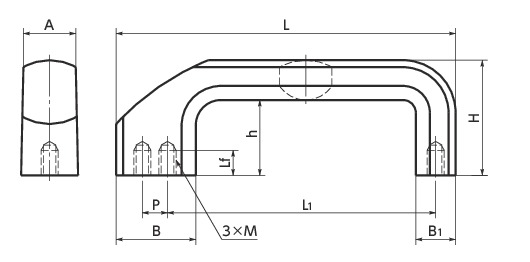 UKF-A铝制拉手寸法図