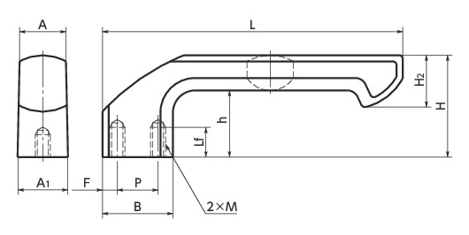 UKF-B铝制拉手寸法図