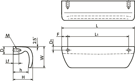 ULPS-A4不锈钢拉手寸法図