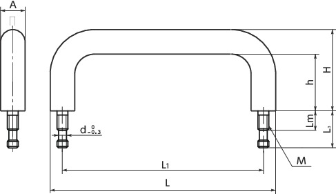 UNMS-SC不锈钢防脱落拉手寸法図