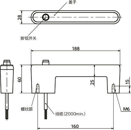 UPIF-PS塑料拉手 - 带开关寸法図