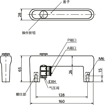 UPVF塑料拉手 - 带气压阀寸法図