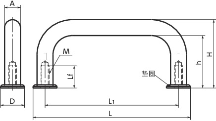 USP-A4不锈钢拉手 - 带垫圈寸法図