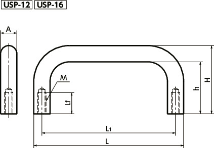 USP-PE不锈钢拉手寸法図