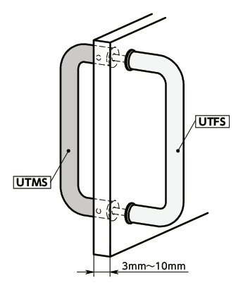 UTMS不锈钢柜拉手 - 带装配螺柱