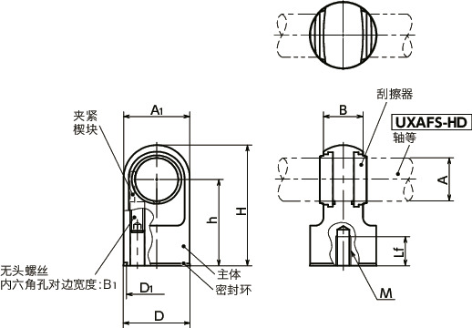 USAFS-HD管式拉手用托架 - 卫生型设计寸法図
