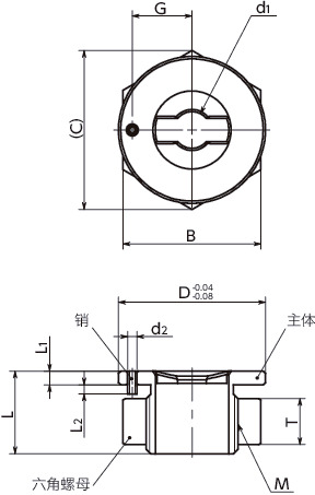 NQTBS-N-GL快速夹紧紧固件用凸轮基座 - 薄板用寸法図