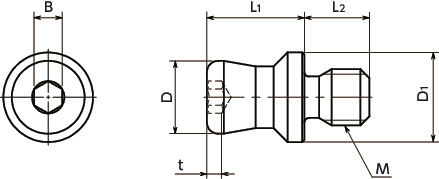 NQTS-HP快速夹紧紧固件用固定销寸法図