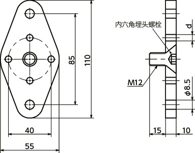 FQR-F快速释放接头用法兰寸法図