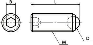 SCS-F-R夹紧螺丝（细牙螺纹） - 整球型寸法図