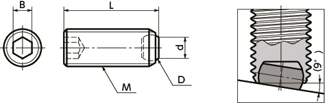 SCS-FB夹紧螺丝 - 平面头钢球型 - 带防反转结构寸法図