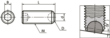 SCSS-F夹紧螺丝 - 平面头钢球型寸法図