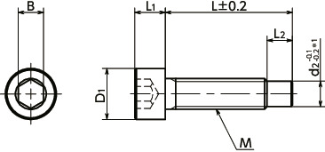 SDB凸头螺栓 - 钢制寸法図