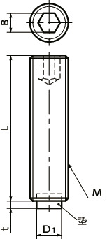SGPS-PL无头螺丝（不锈钢制） - 塑料垫寸法図
