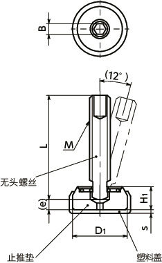 SGT-STP-K带止推垫的无头螺丝 - 止推埋头型寸法図