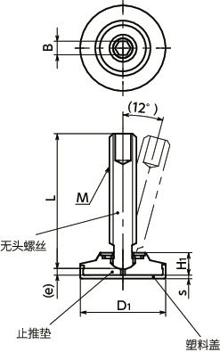 SGTS-SCPS-KS带止推垫的无头螺丝（不锈钢制无头螺丝） - 止推埋头型寸法図