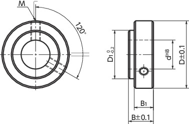 NSC-SB固定轴环（不锈钢制） - 轴承固定用 - 定位螺丝固定型寸法図